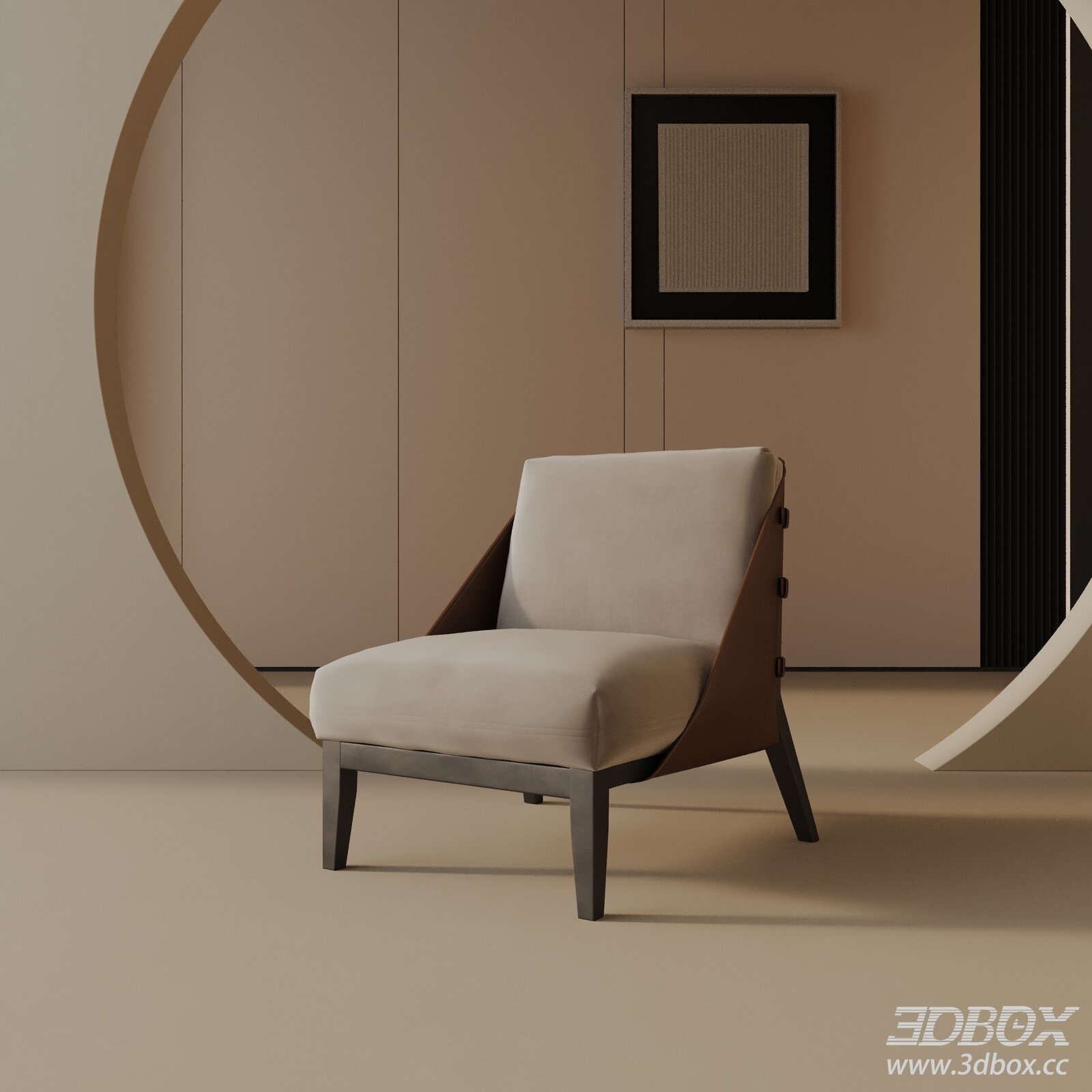 Modern Upholstered Lounge Armchair 3D model - thumbnail 1