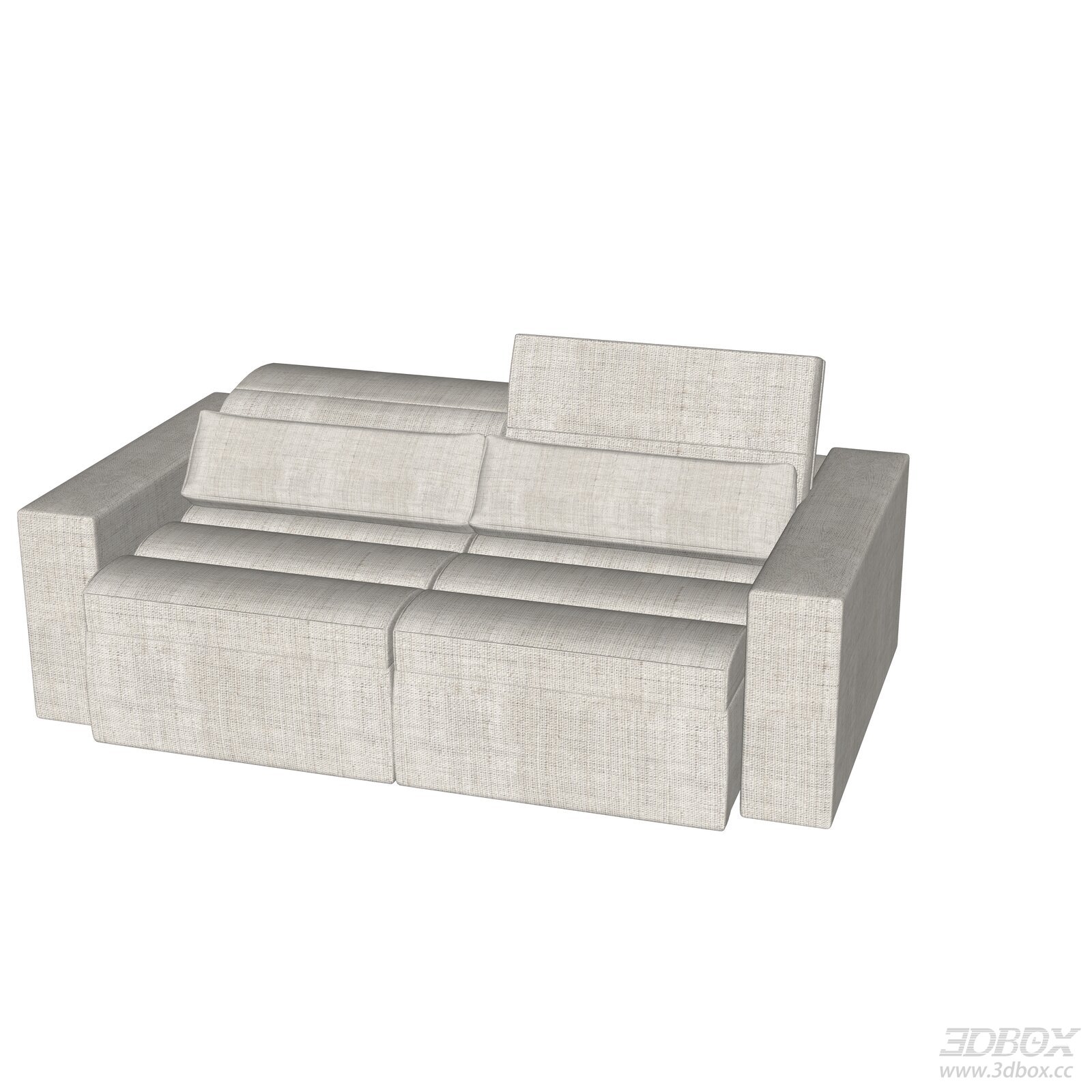 Modern Italian Style Linen Fabric Straight Row Sofa Set 3D model - front view