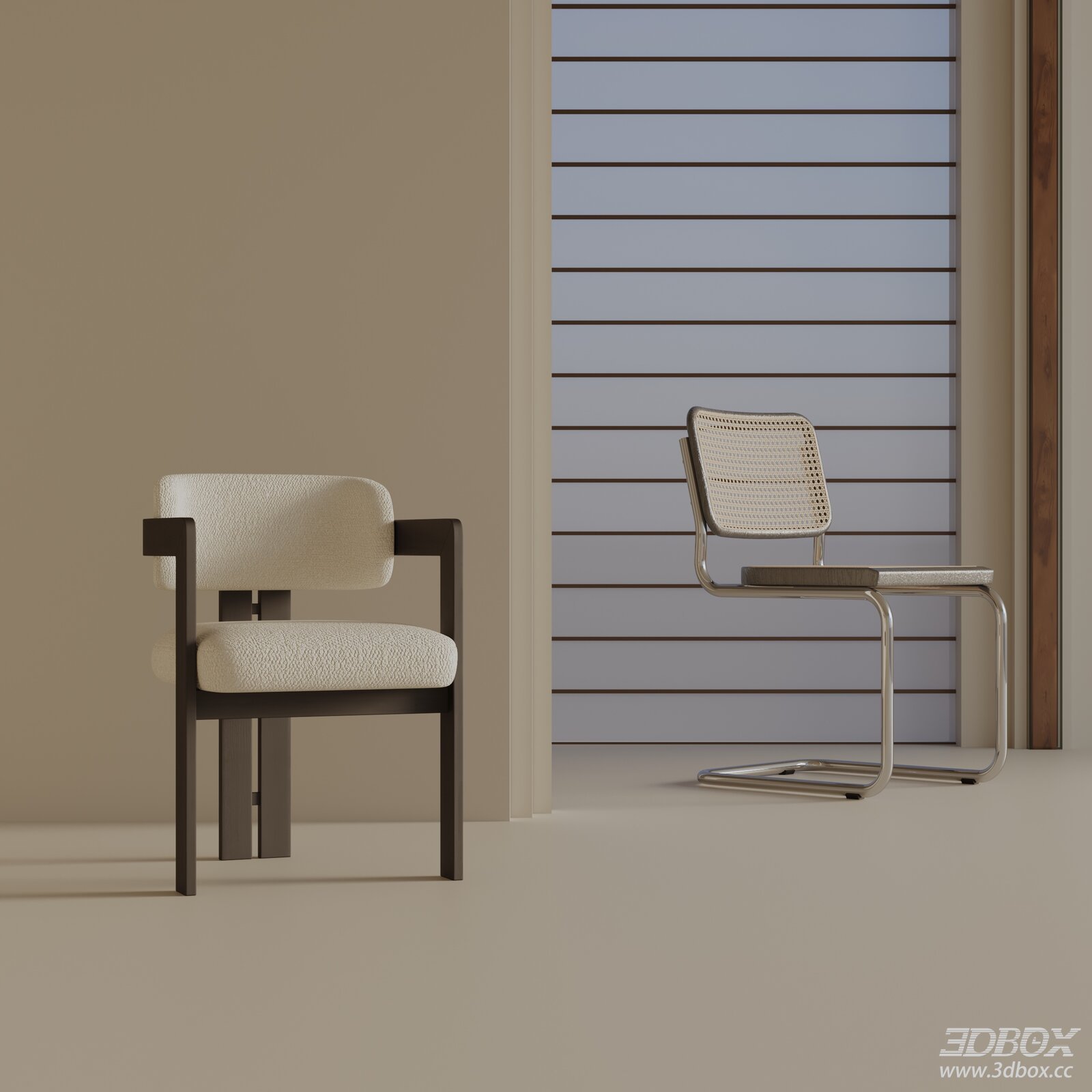 Modern Dining Chairs Set of 2 3D model - front view