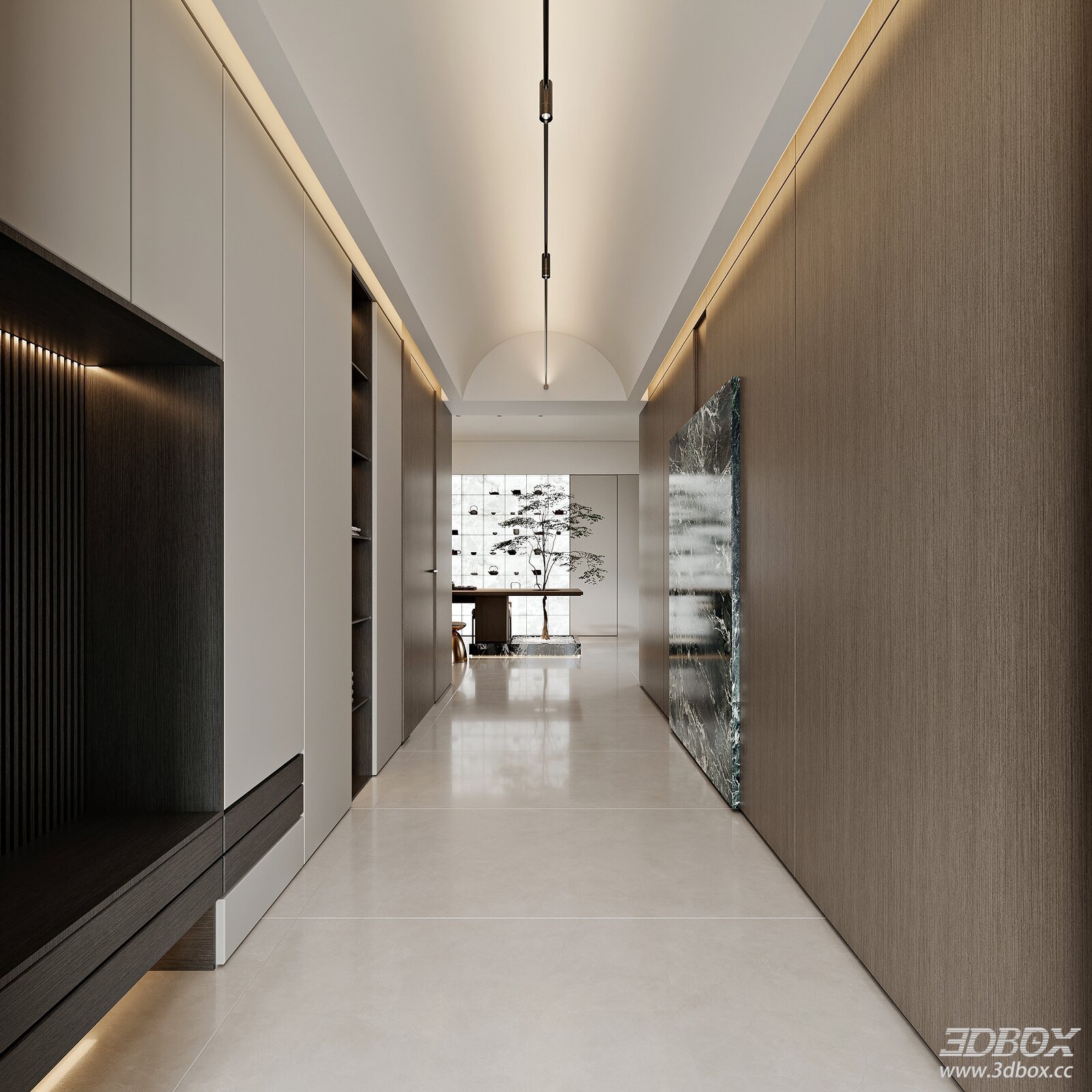 Modern Minimalist Home Hallway Entry Interior 3D model - front view