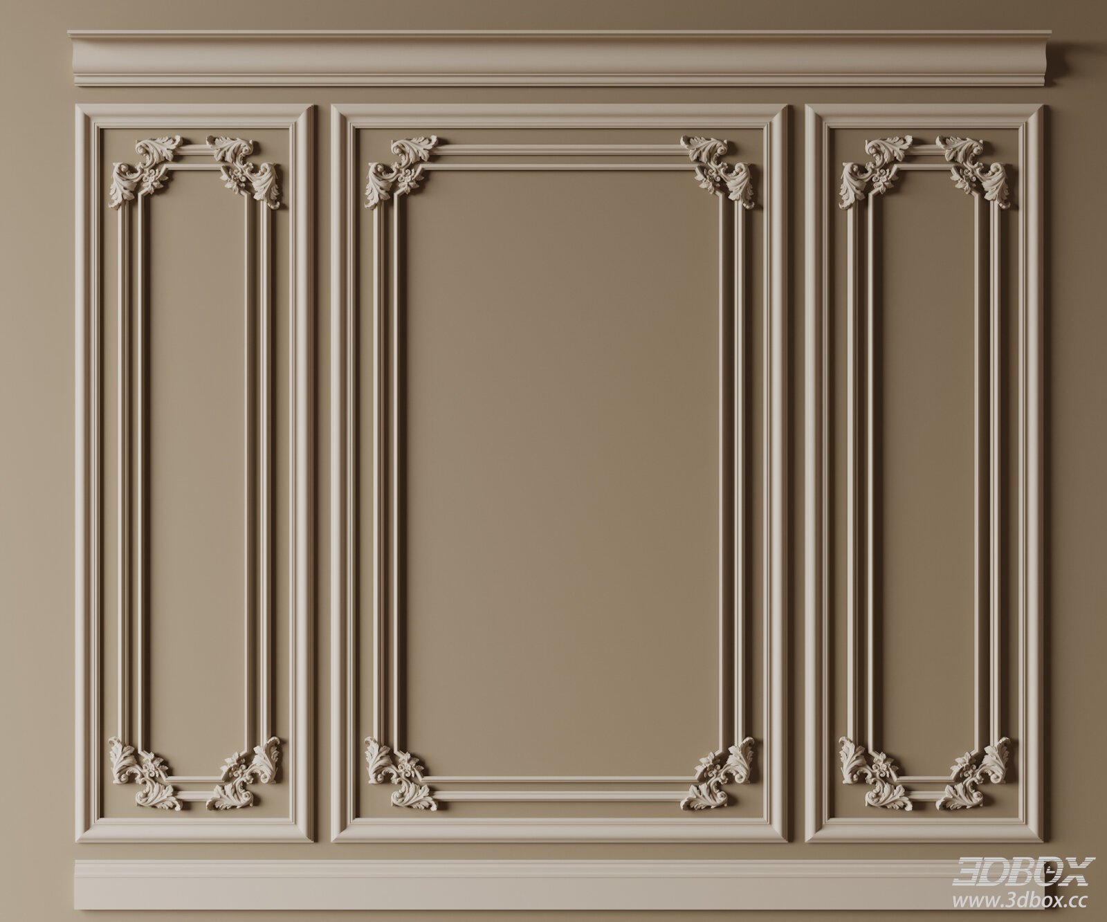 Neoclassical French Style Decorative Plaster Wall Molding Set 3D model - front view