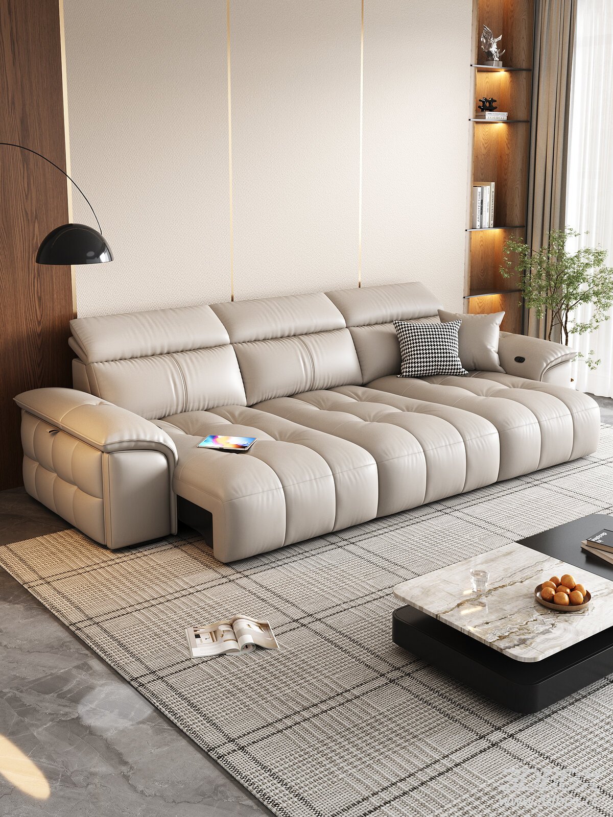 Modern Luxury Leather Sectional Sofa Set Living Room 3D model - front view