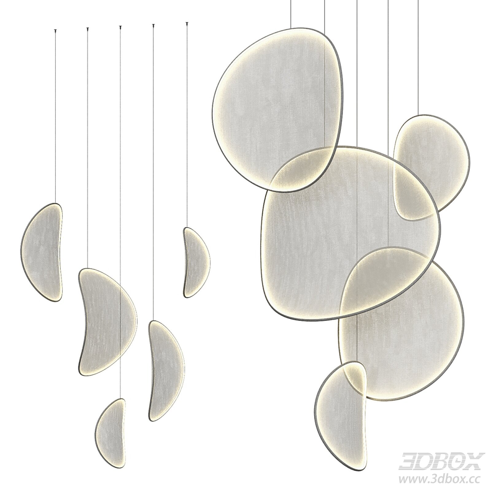 Modern Fabric Abstract Pendant Ceiling Lamp 3D model - thumbnail 1