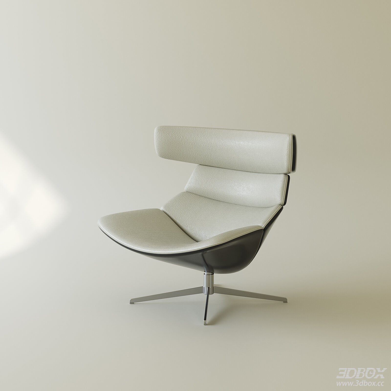 Italian Style Luxury Leather Swivel Armchair 3D model - front view