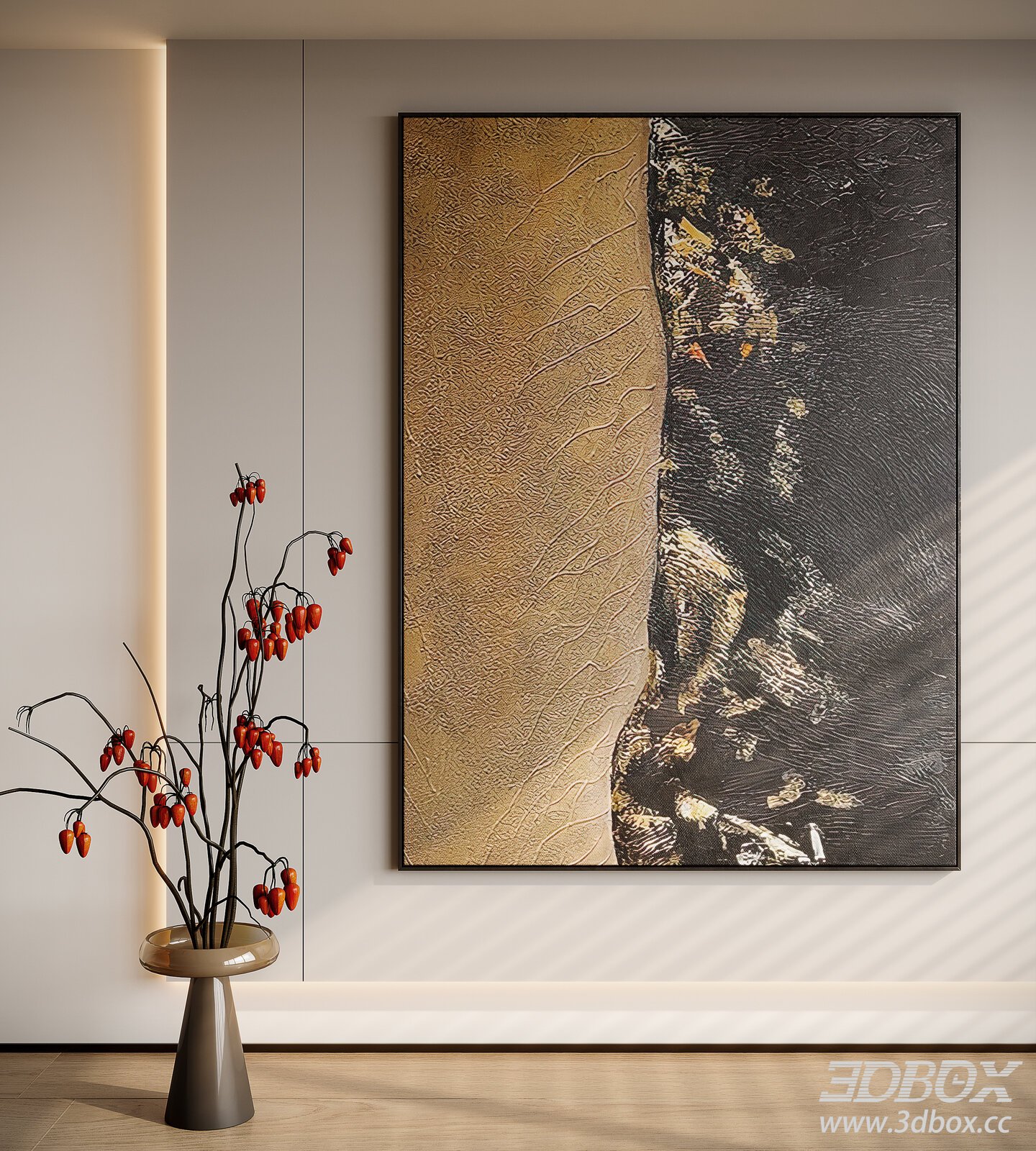 Modern abstract decorative wall painting 3D model - thumbnail 1
