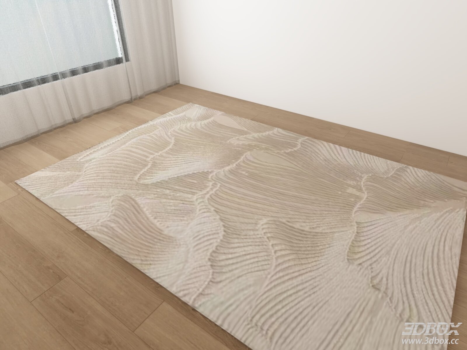 Modern Beige Textured Abstract Pattern Carpet Rug 3D model - front view