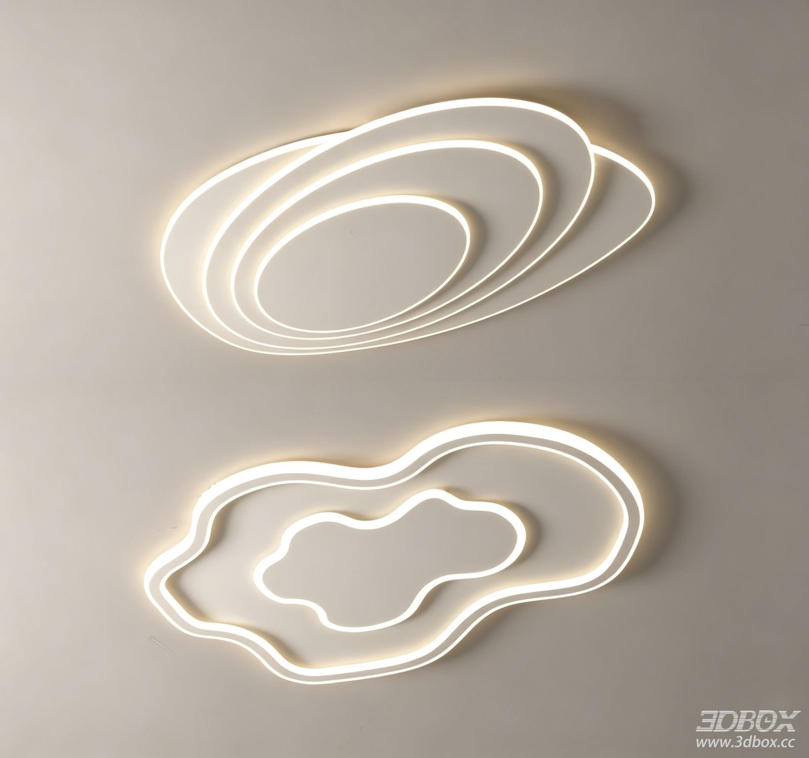 Modern Minimalist LED Ceiling Lamp Set 3D model - front view