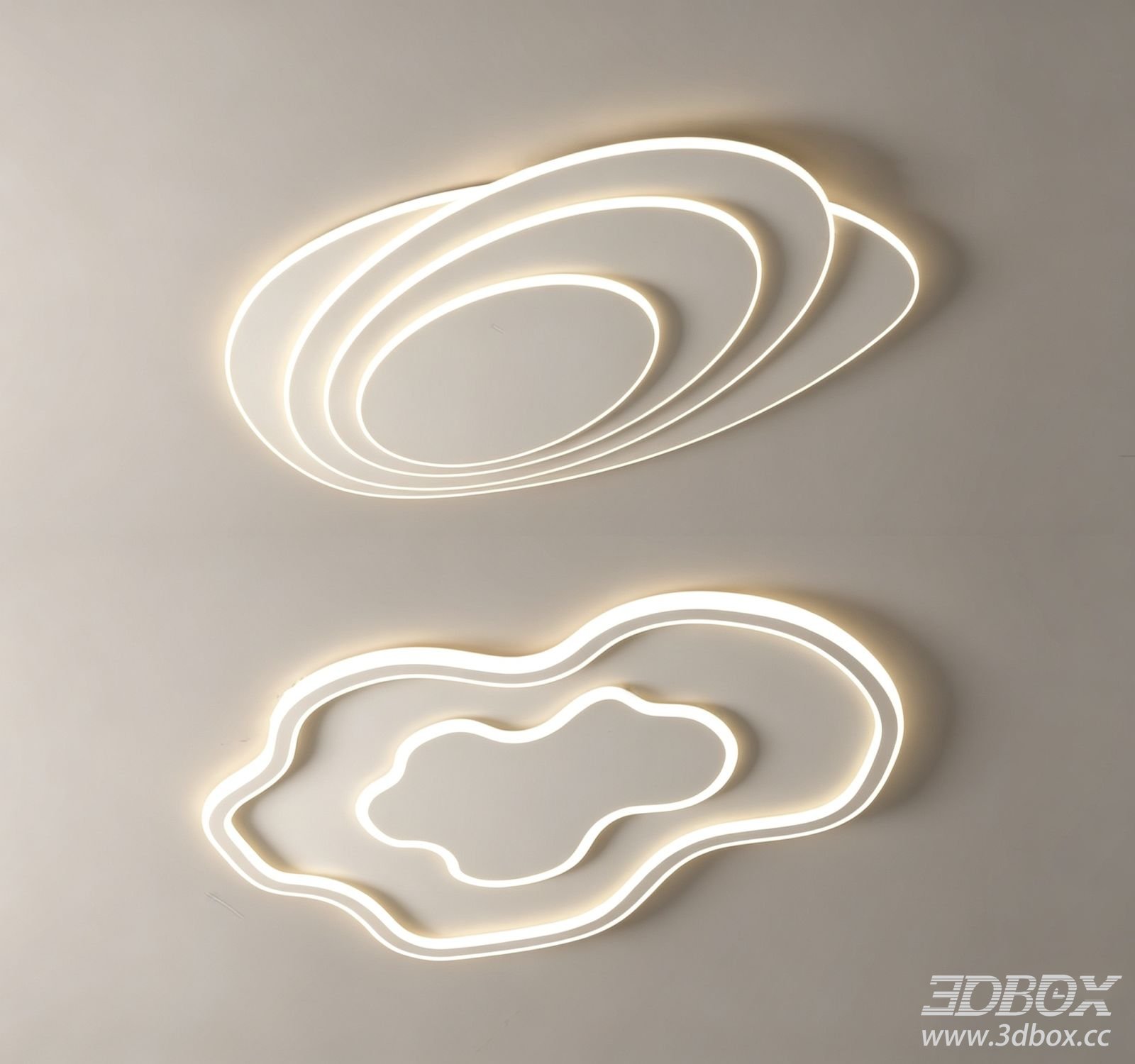 Modern Minimalist LED Ceiling Lamp Set 3D model - thumbnail 1
