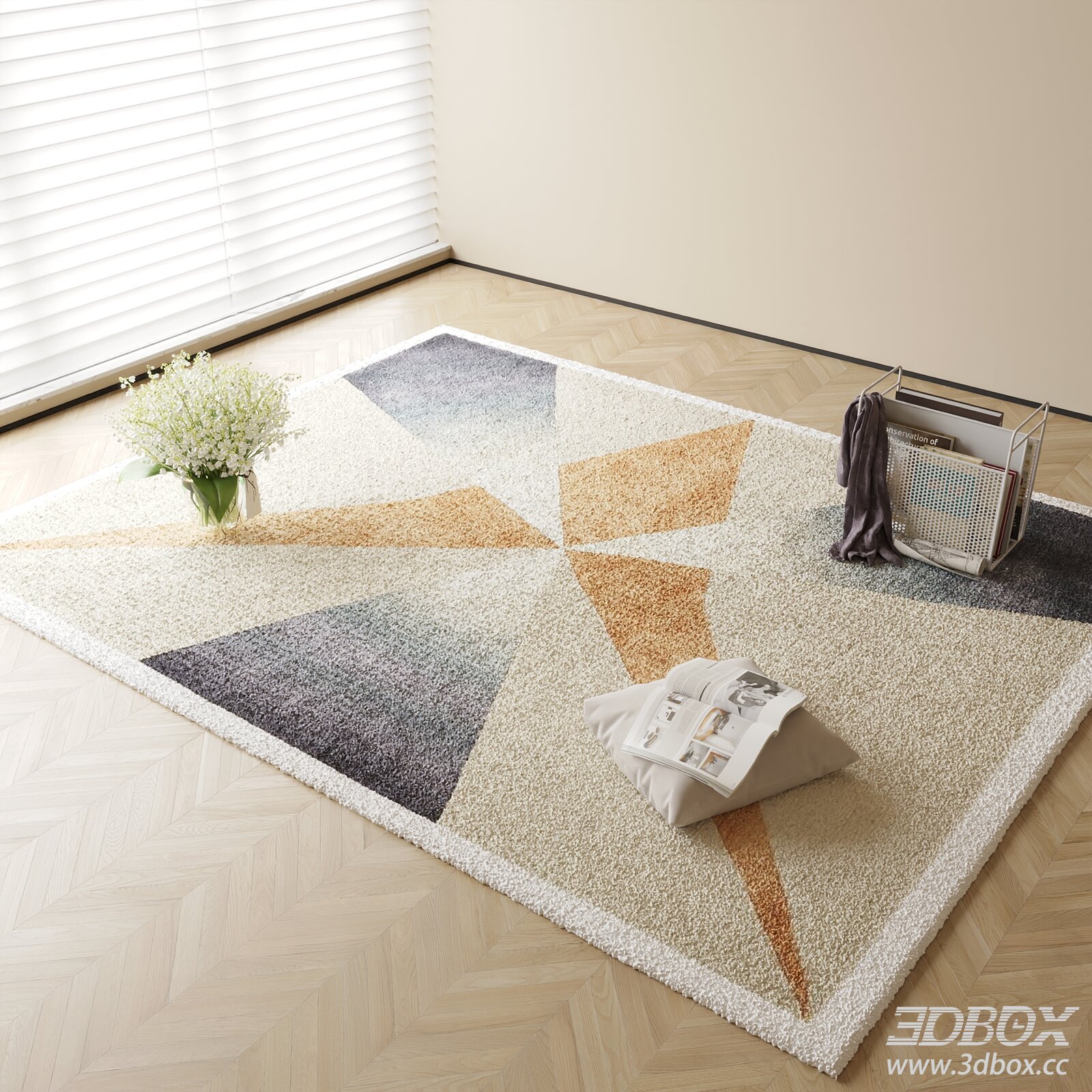 Modern Geometric Plush Carpet 3D model - thumbnail 1