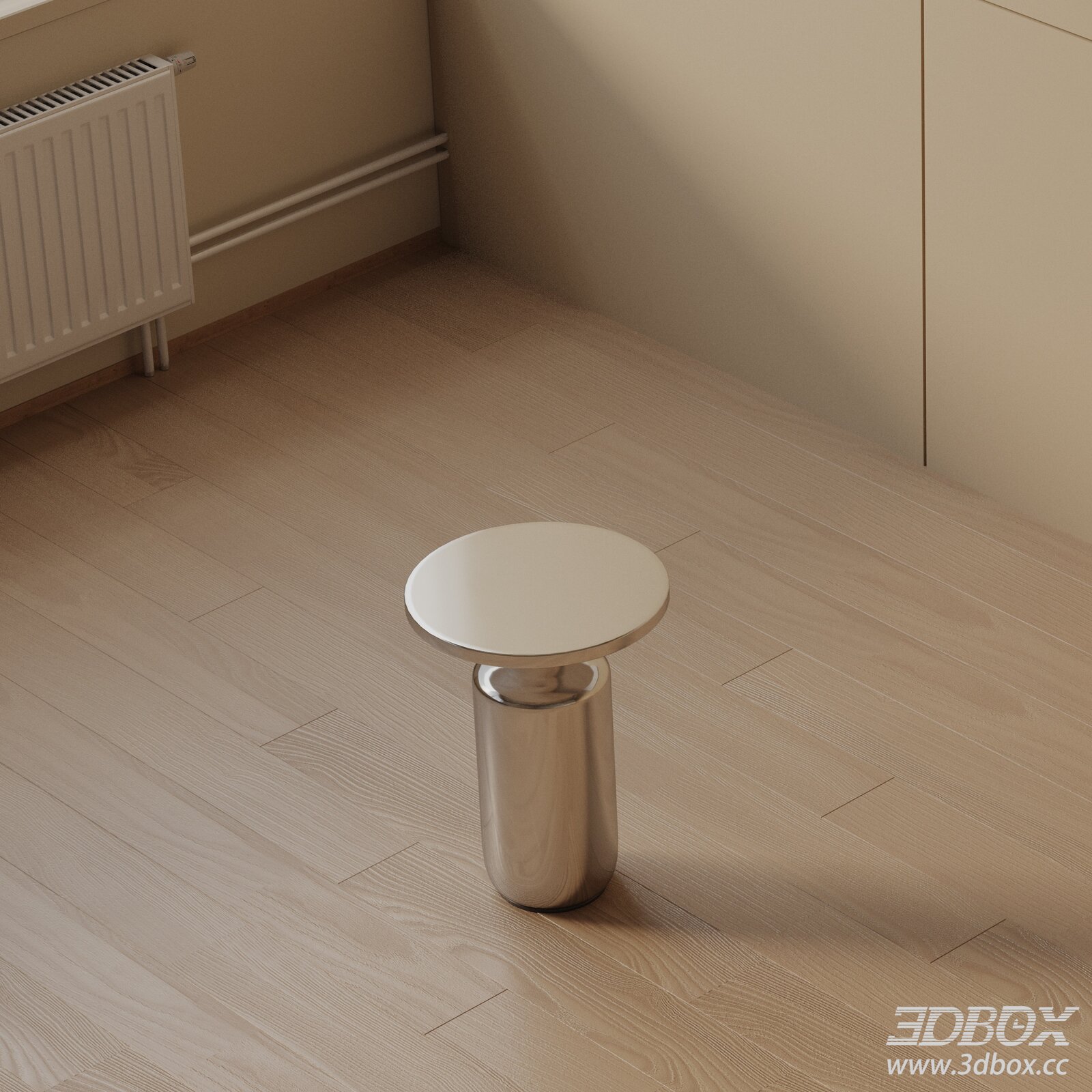 Modern Minimalist Round Metal Side Table 3D model - thumbnail 1