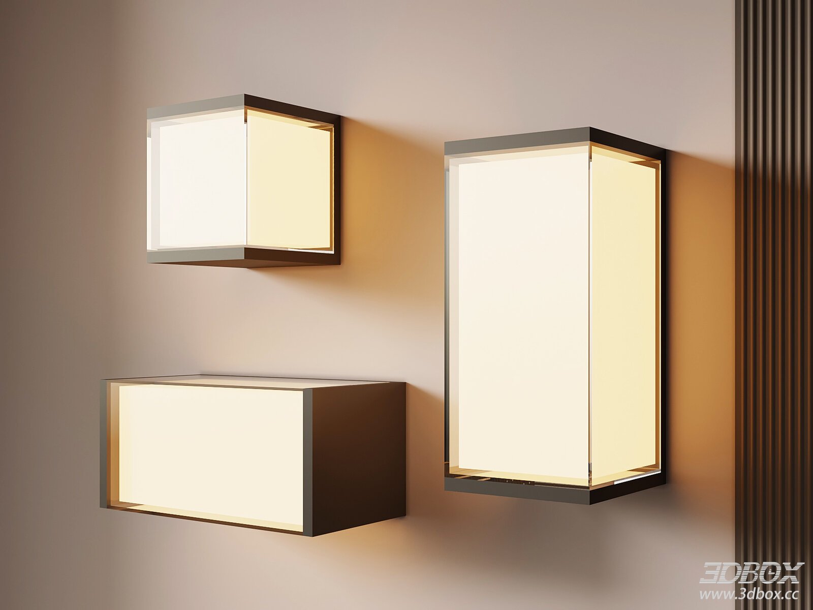 Modern Minimalist Crystal Bedside Wall Light Set 3D model - front view
