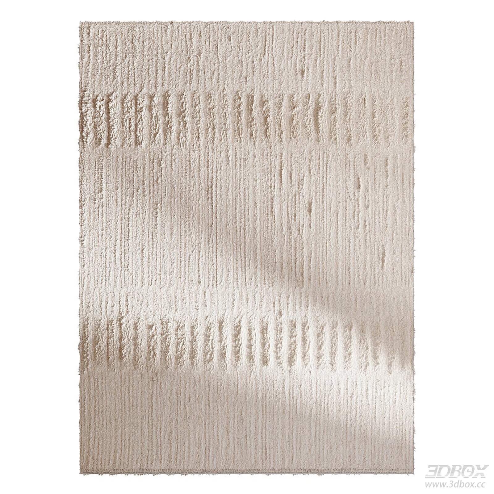 Beige Textured Wool Shag Carpet Minimalist Floor Rug 3D model - front view