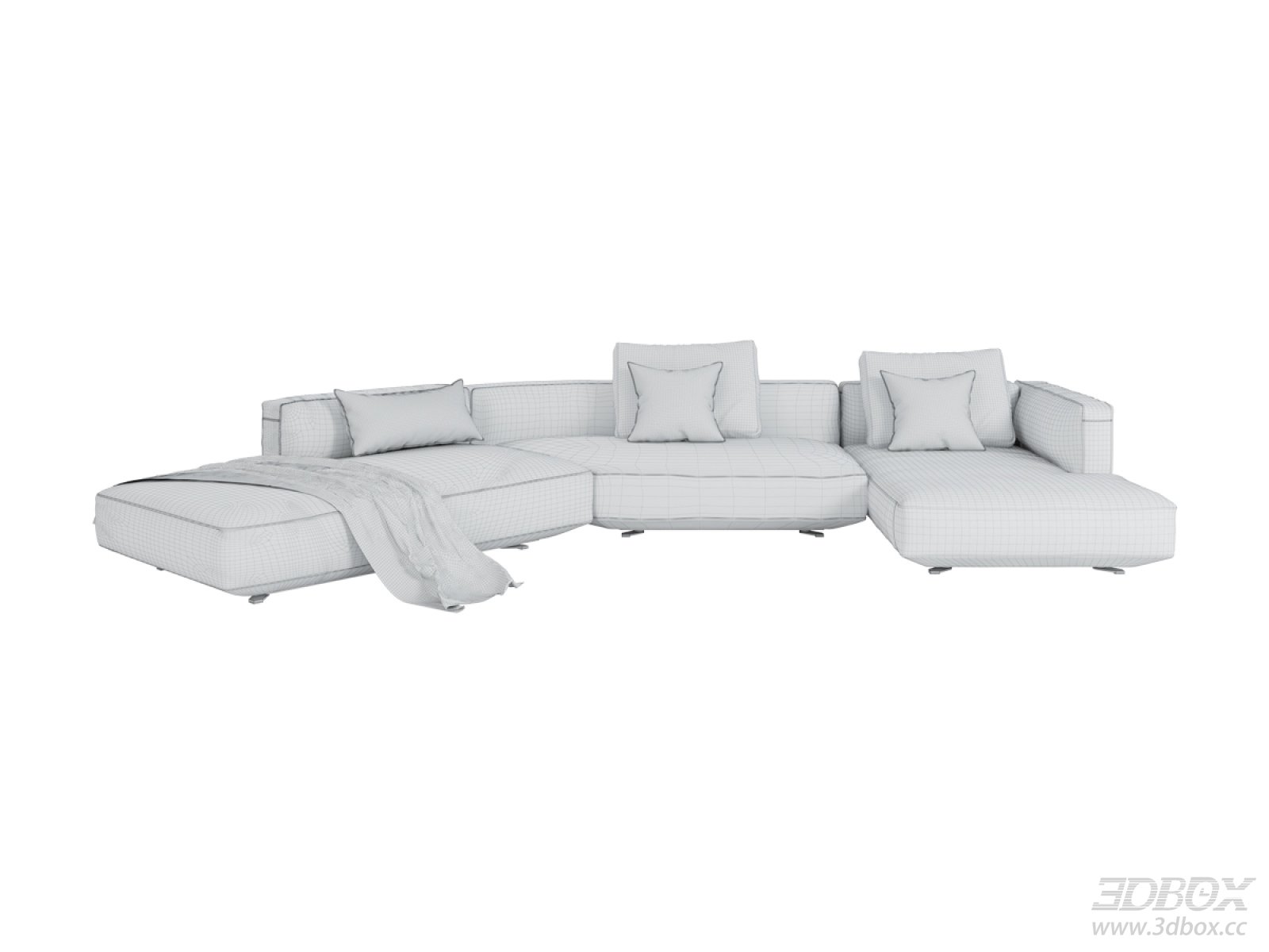 Modern Zanotta Corner Sectional Fabric Sofa Set 3D model - front view