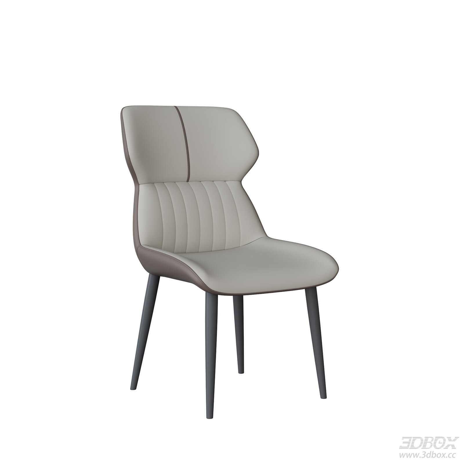 Modern Upholstered Leather Dining Chair with Metal Legs 3D model - front view