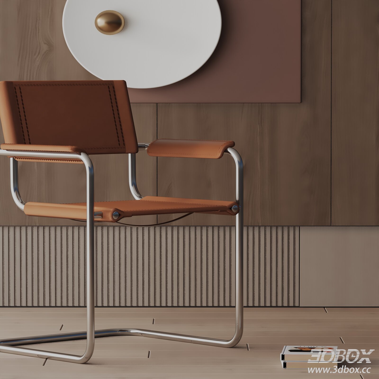 Modern Leather Dining Chair with Metal Frame 3D model - thumbnail 1