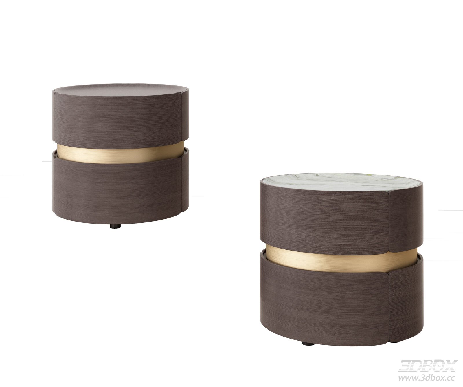 Modern Italian Style Round Side Table Bedside Cabinet 3D model - front view
