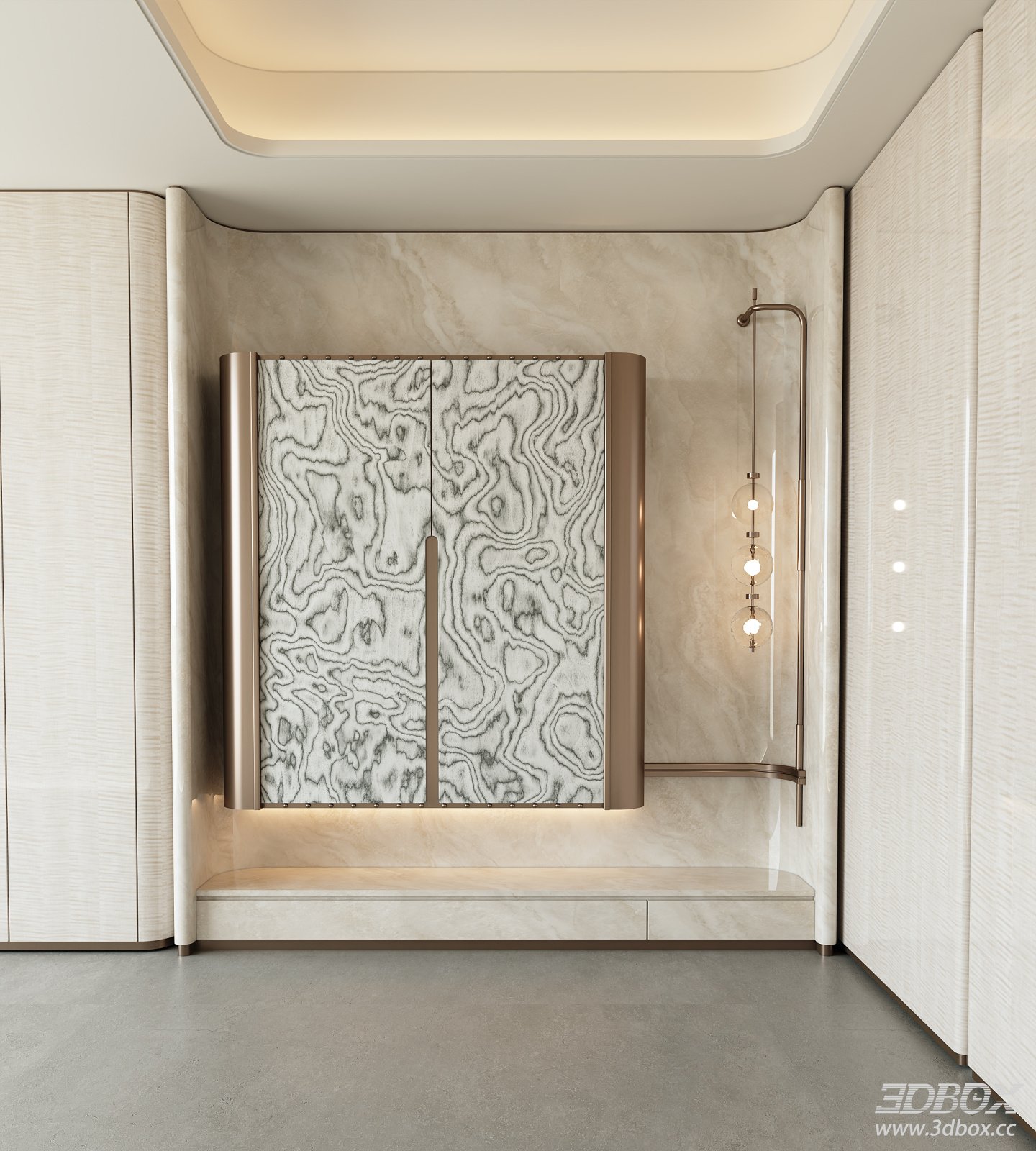 Modern Luxury Italian Style Hallway Entry Cabinet 3D model - front view