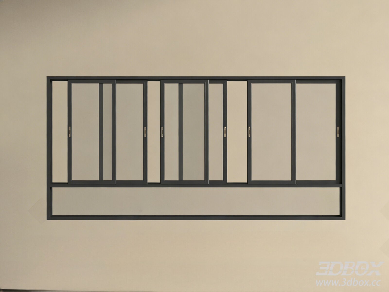 Modern Sliding Aluminum Frosted Glass Window 3D model - thumbnail 1