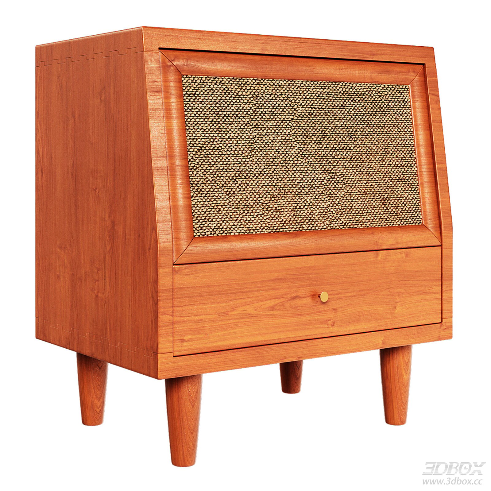 Nordic Minimalist Wooden Nightstand Side Table 3D model - front view