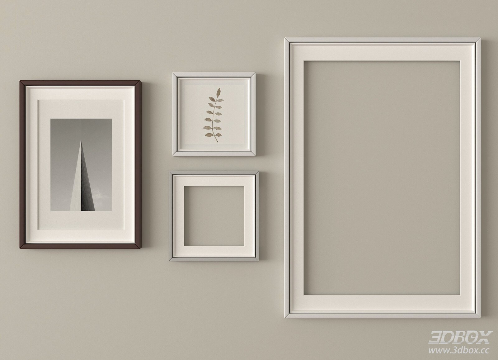 Modern Minimalist Picture Photo Frame Set Wall Decor 3D model - front view