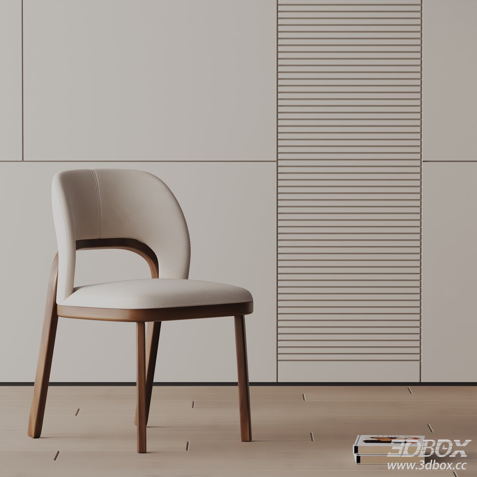Modern Upholstered Wooden Dining Chair 3D model - thumbnail 1
