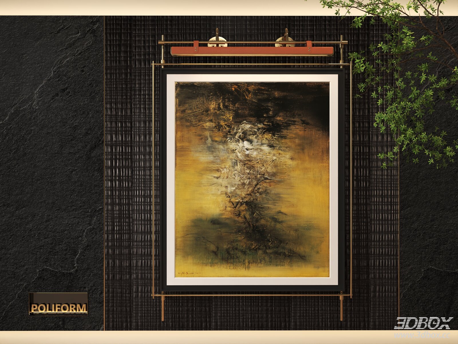 Luxury Abstract Wall Art Decor Frame 3D model - front view