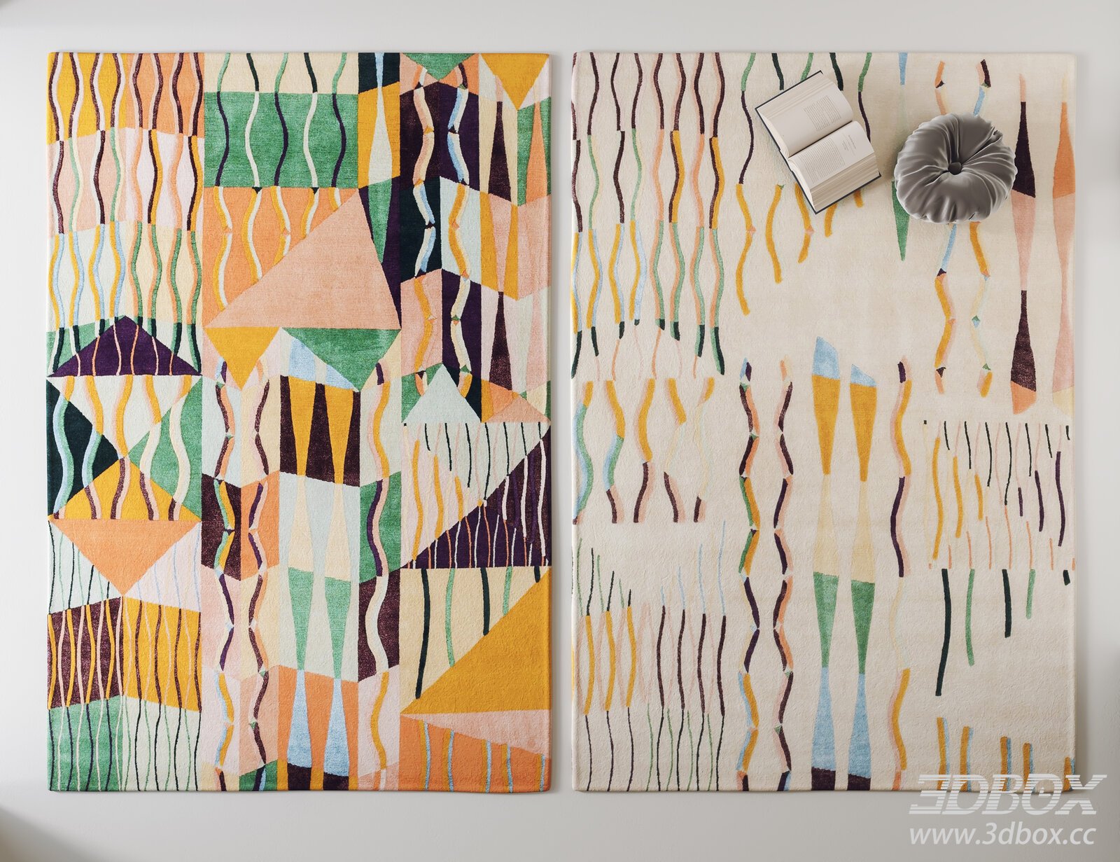 Modern Abstract Geometric Fabric Carpet Set 3D model - thumbnail 1