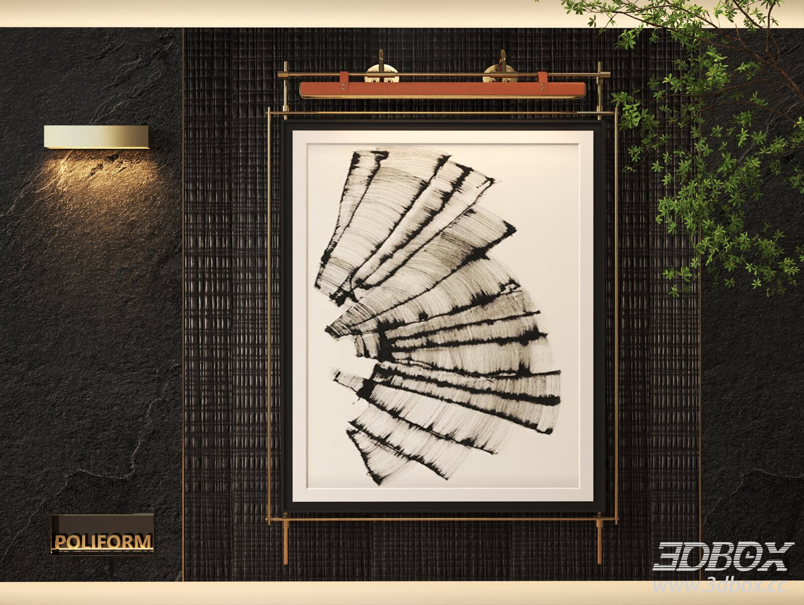 Modern Abstract Framed Wall Art Decor 3D model - thumbnail 1