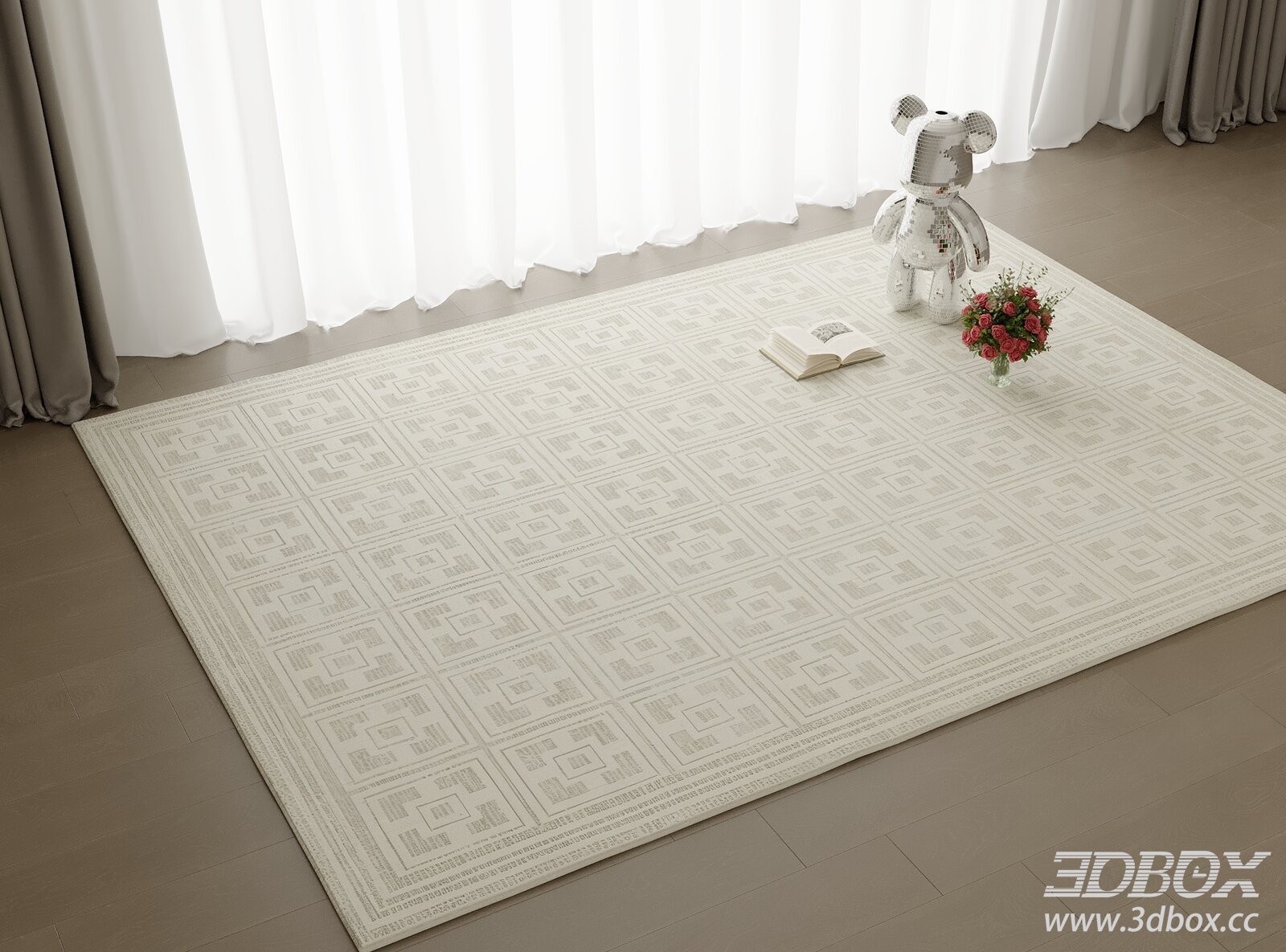 Modern Geometric Pattern Light Beige Carpet 3D model - thumbnail 1