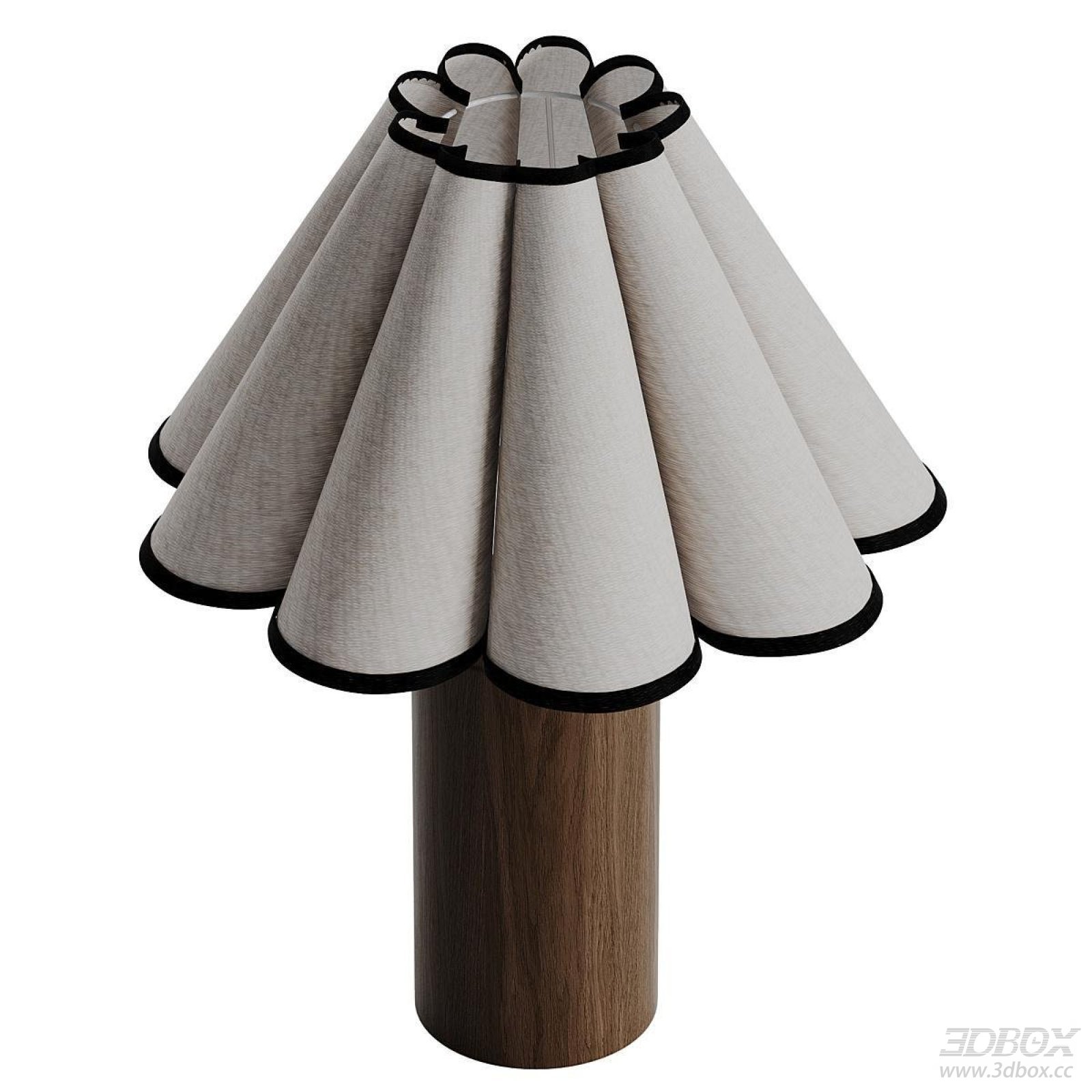 Petal Shade Wooden Base Table Lamp 3D model - front view