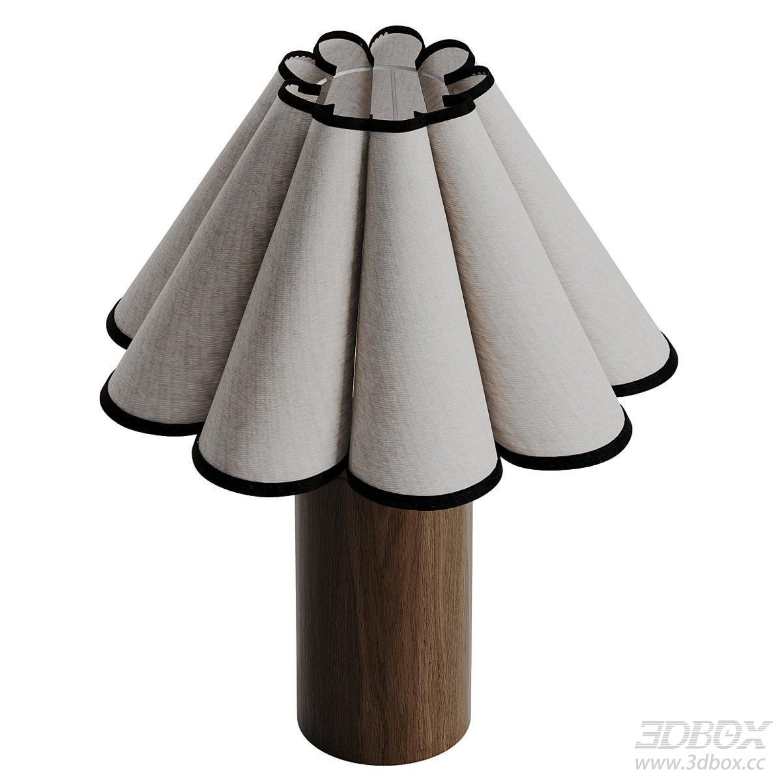 Petal Shade Wooden Base Table Lamp 3D model - thumbnail 1