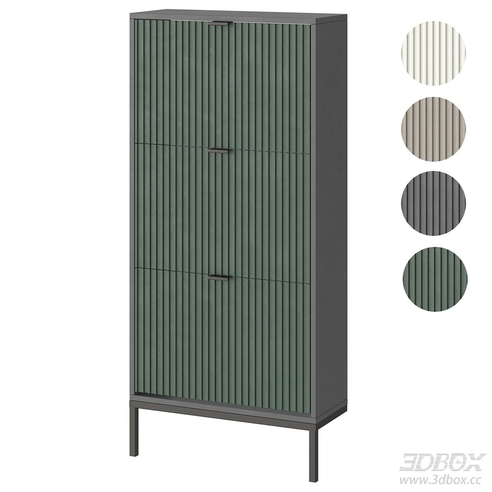 Modern Fluted Panel Shoe Storage Cabinet 3D model - thumbnail 1