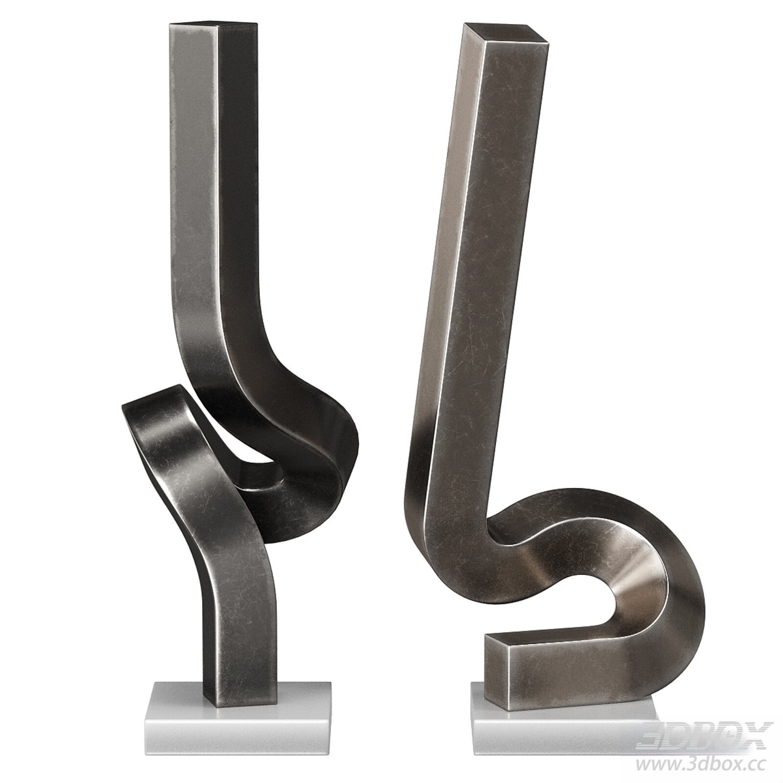 Abstract Metal Decorative Sculpture Set 3D model - thumbnail 1