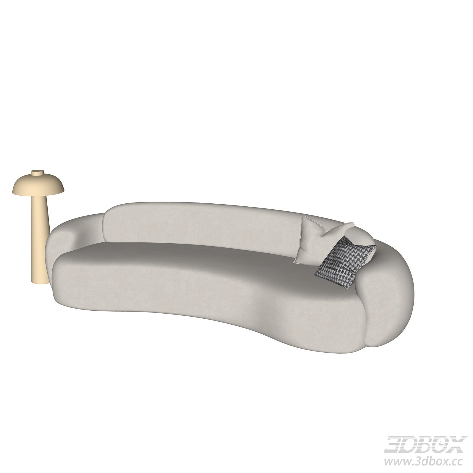 Modern Italian Curved Cream Fabric Sofa Set 3D model - thumbnail 1