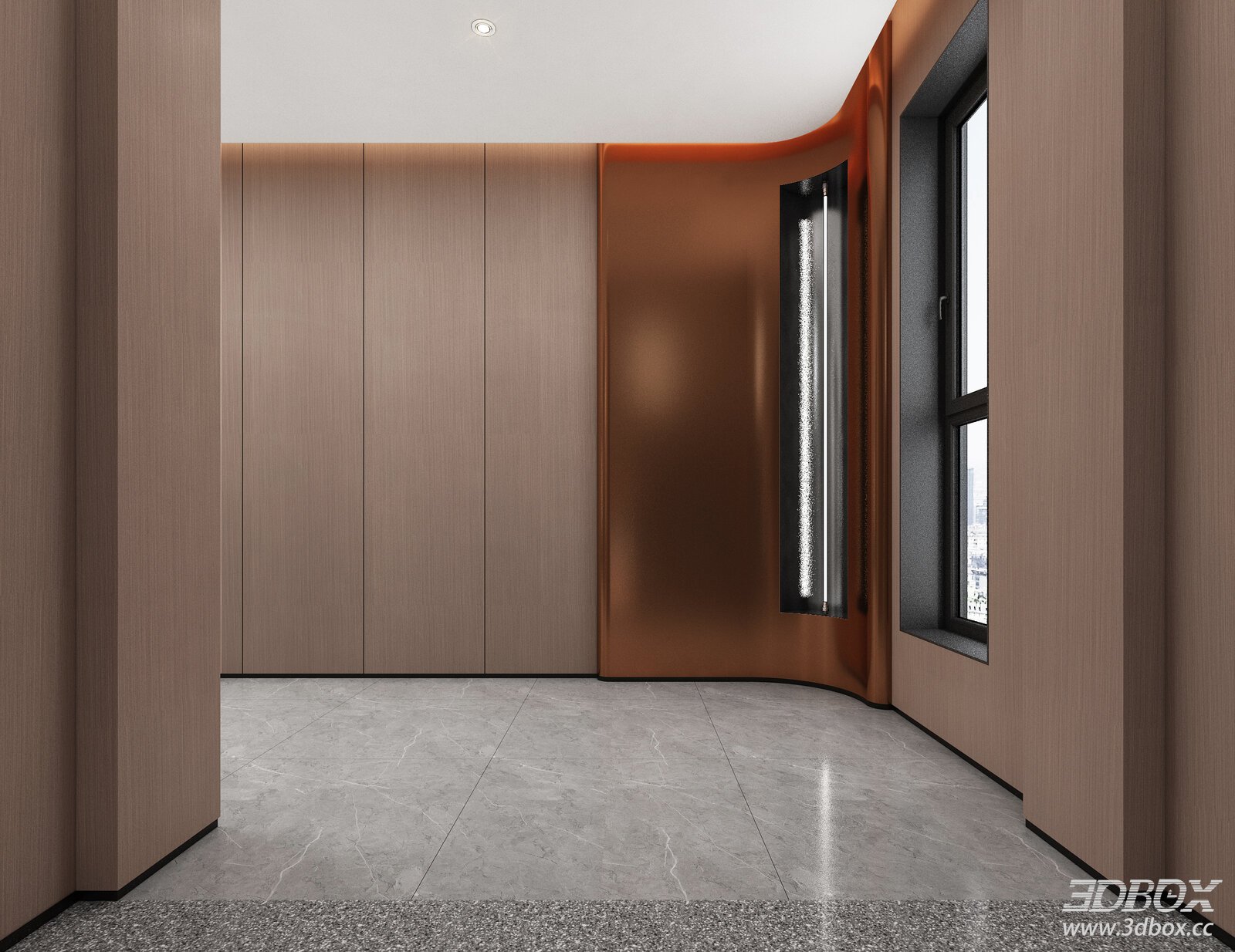 Modern Minimalist Hallway Elevator Lobby Interior 3D model - front view