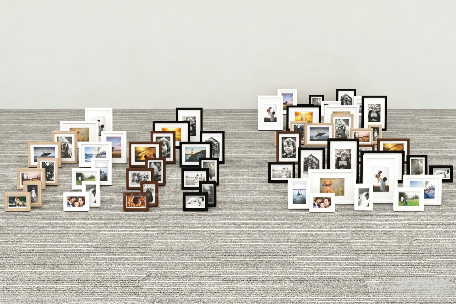 Modern Photo Frame Decor Set 3D model - front view