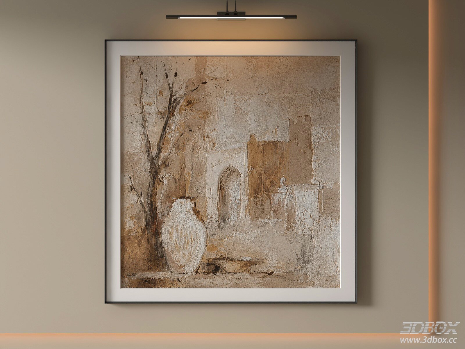 Modern Minimalist Abstract Textured Wall Art Frame 3D model - front view