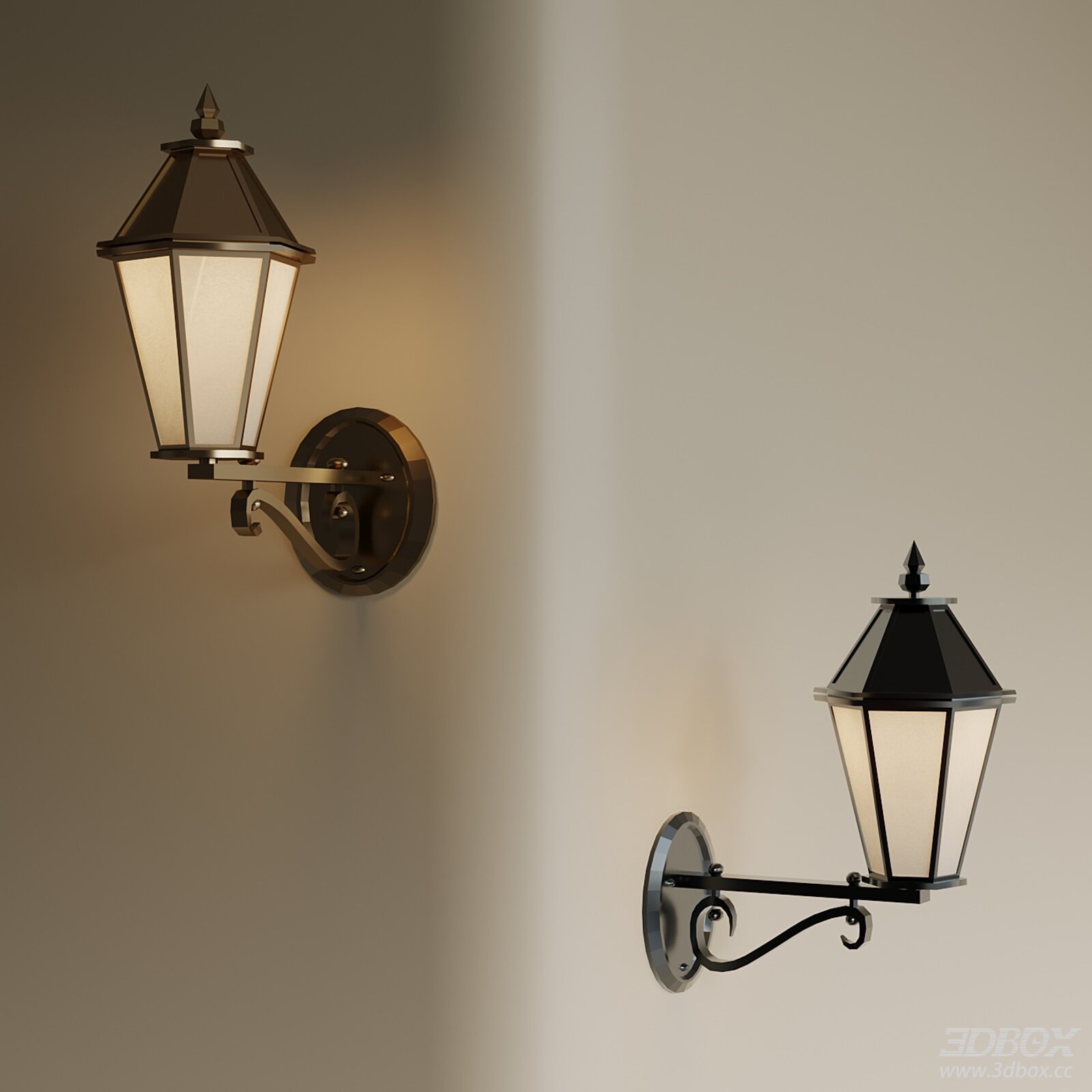 Vintage Metal Wall Sconce Outdoor Bedside Wall Lamp Set 3D model - front view