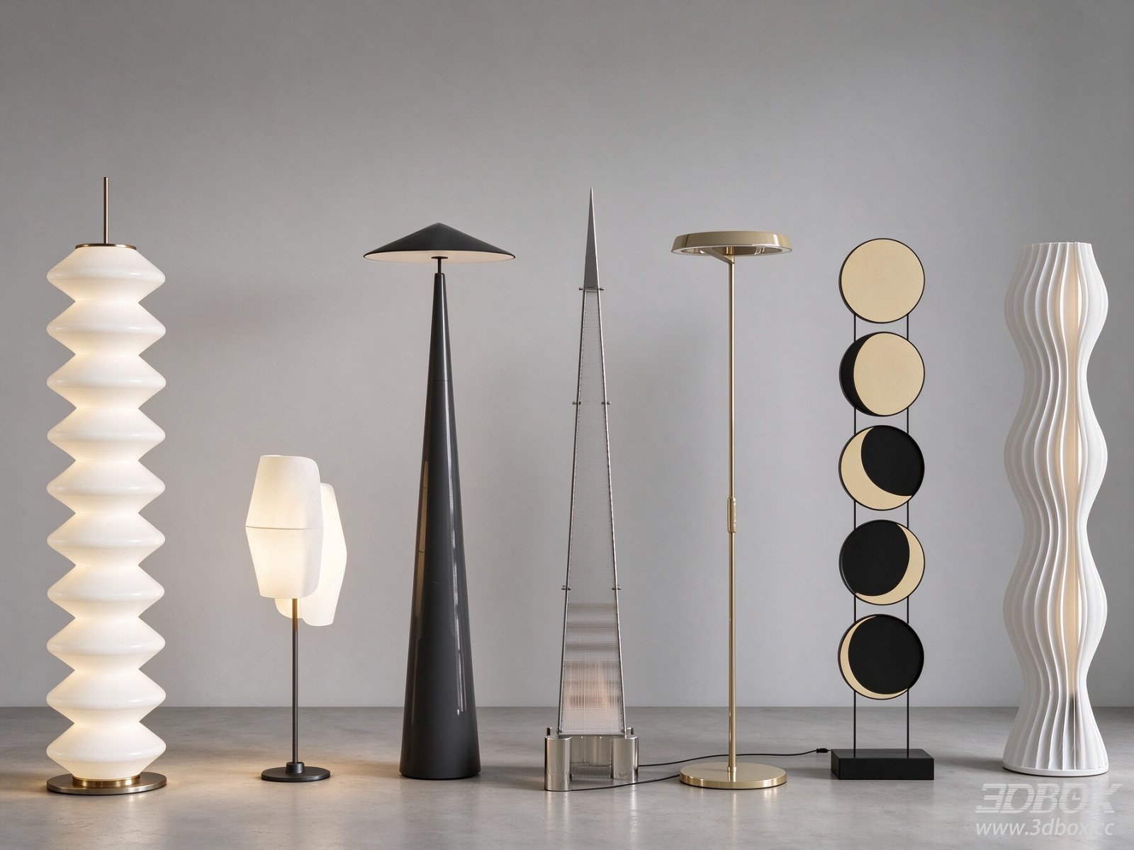 Modern Minimalist Floor Lamp Set Home Interior Lighting 3D model - front view