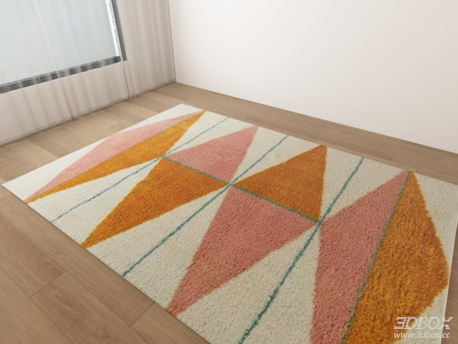 Geometric Colorful Modern Plush Area Rug 3D model - front view