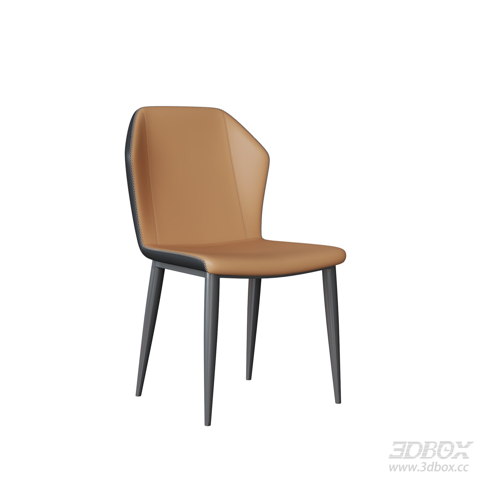 Modern Leather Dining Chair with Metal Legs 3D model - thumbnail 1