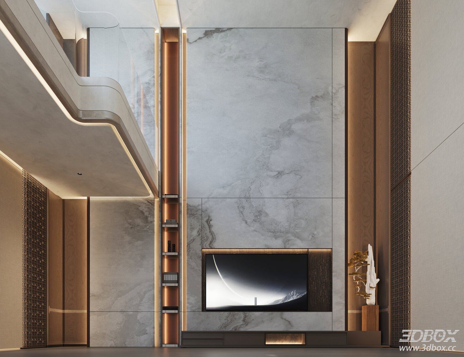 Modern Interior Scene 3D model - front view