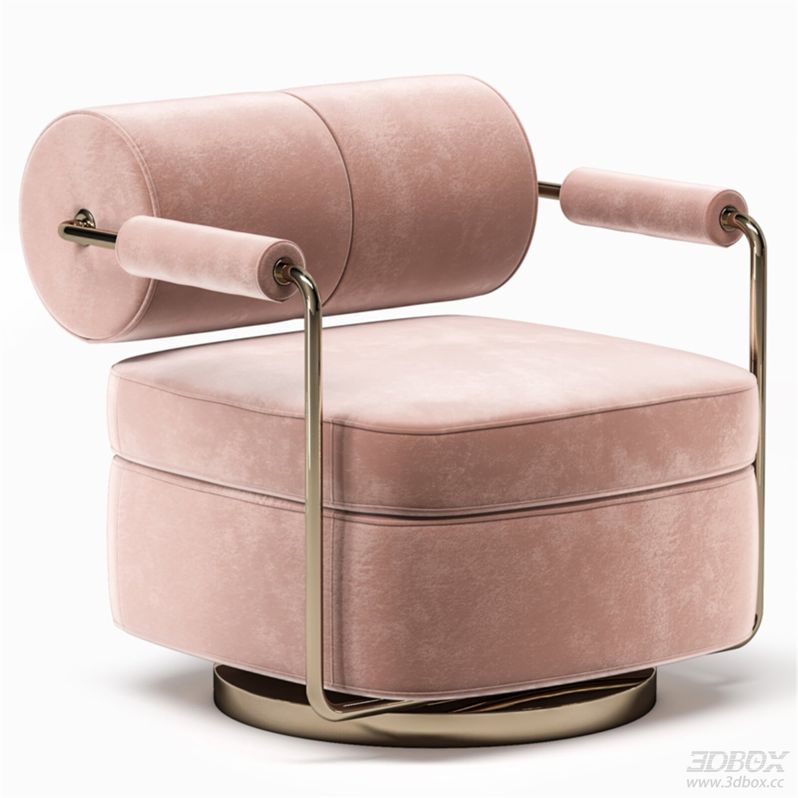 Anderson Pink Velvet Swivel Armchair 3D model - front view