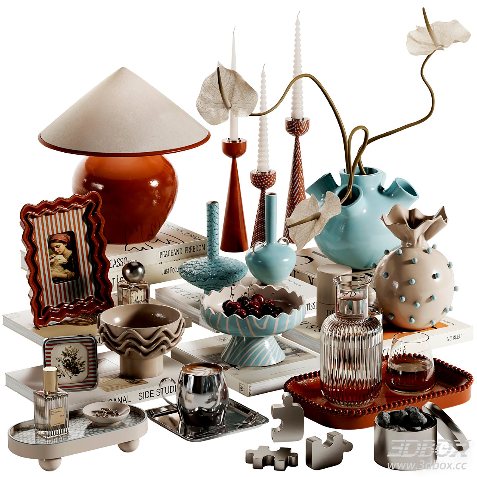 Modern Dining Table Decorative Set 3D model - thumbnail 1