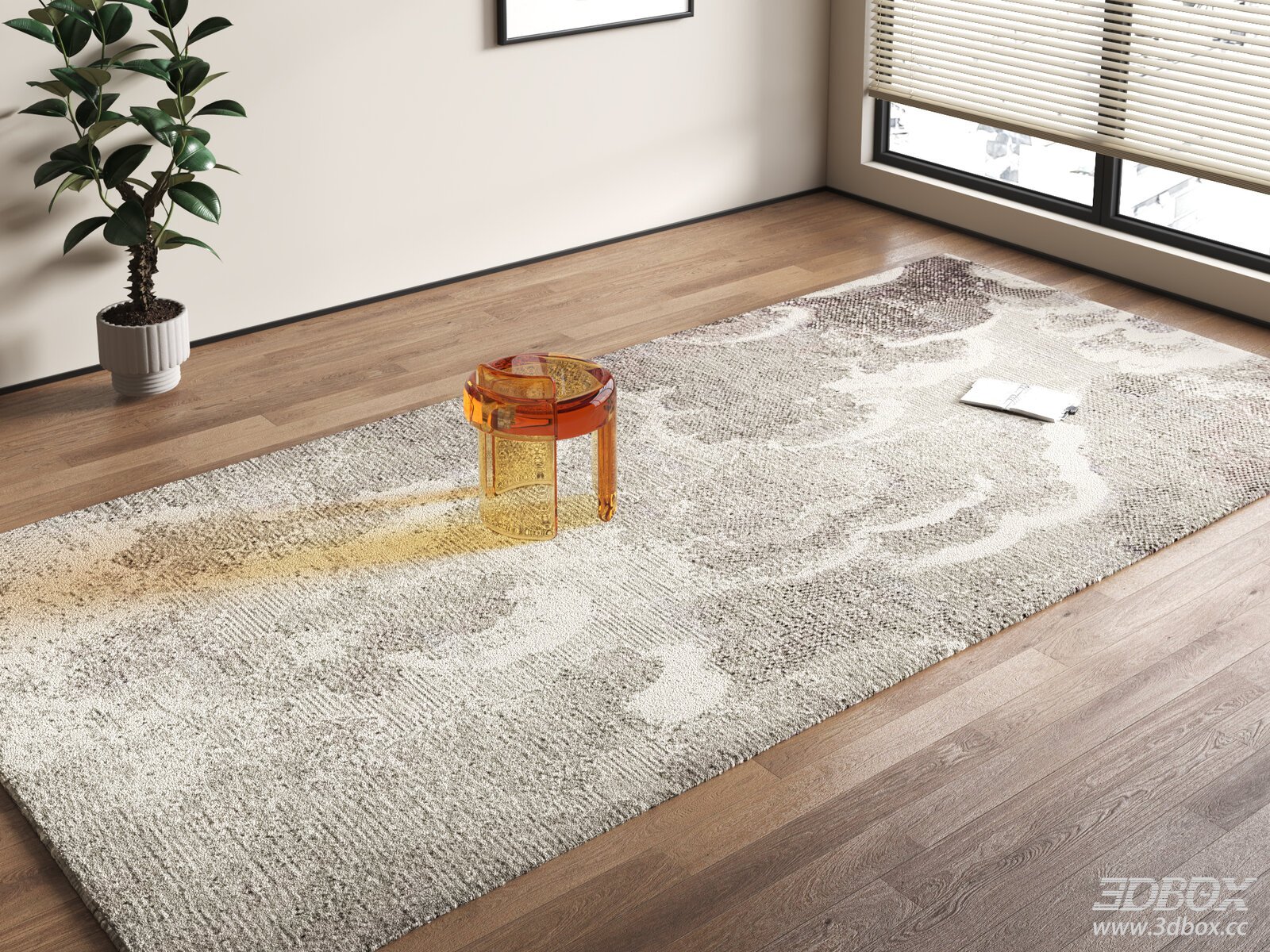 Modern New Chinese Style Retro Woven Carpet 3D model - front view