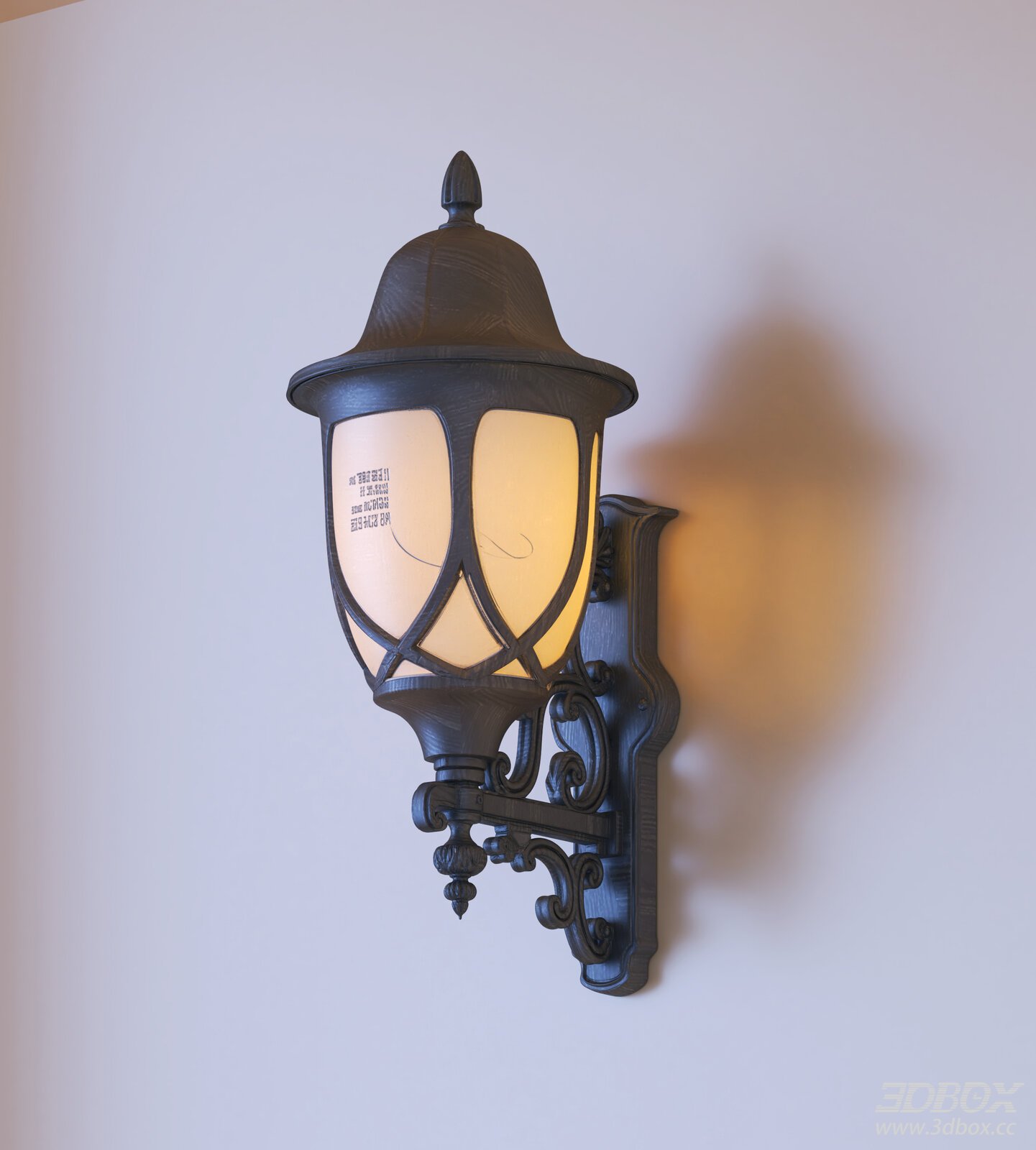 European Style Outdoor Vintage Wall Lamp 3D model - front view