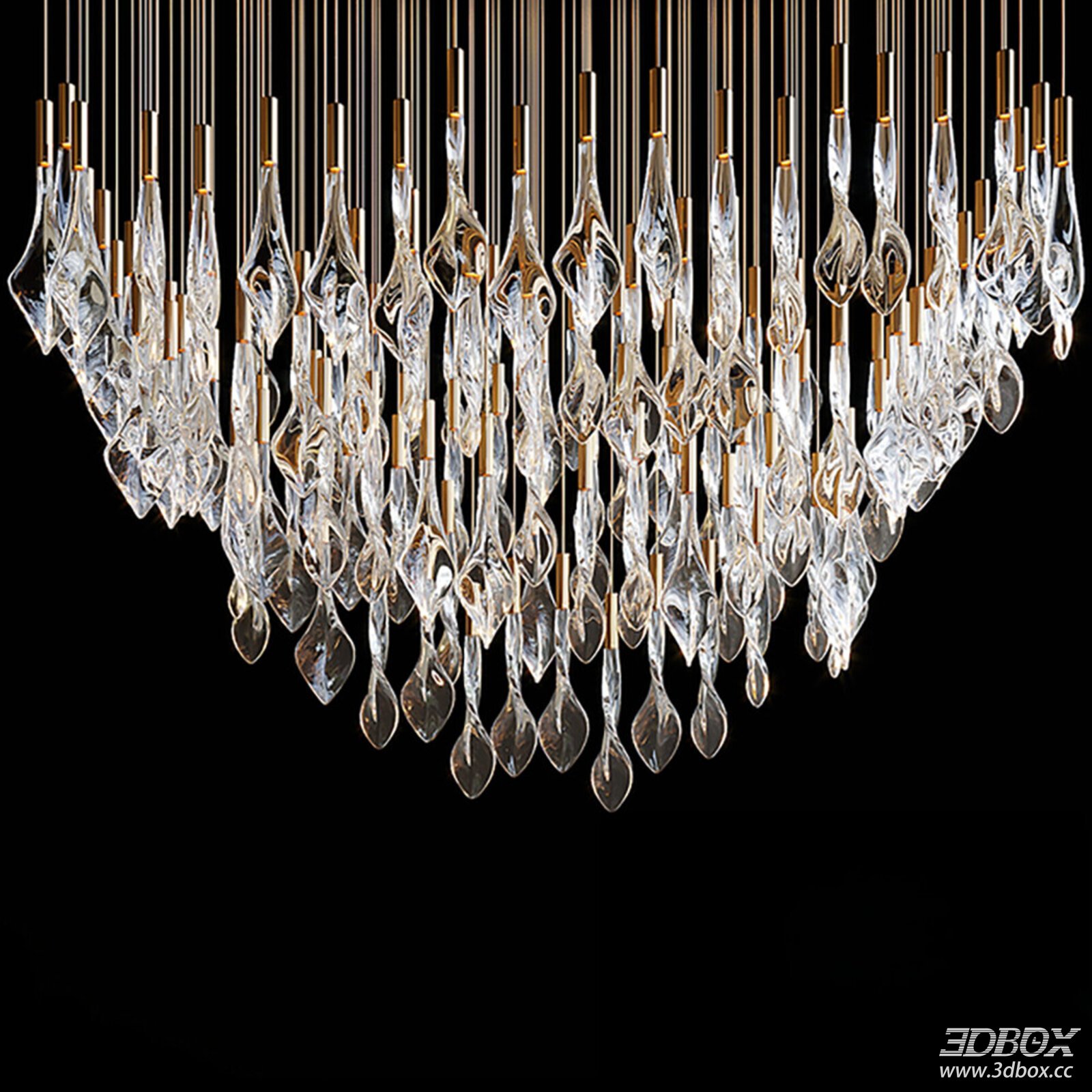 Modern Luxury Crystal Ceiling Chandelier 3D model - front view