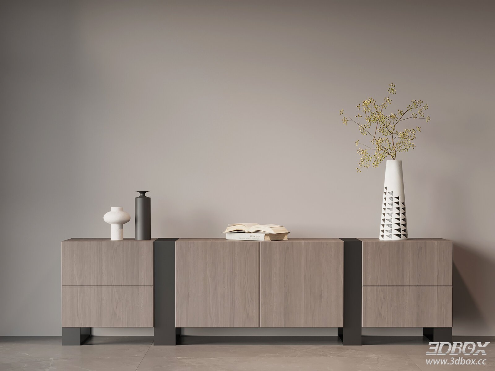 Modern Italian Style TV Cabinet Sideboard 3D model - front view