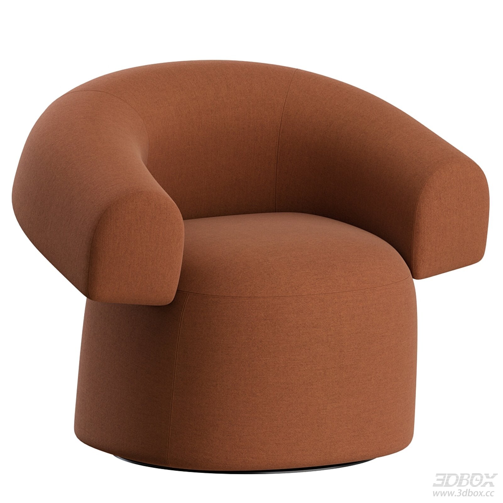 Modern Upholstered Fabric Swivel Armchair 3D model - front view