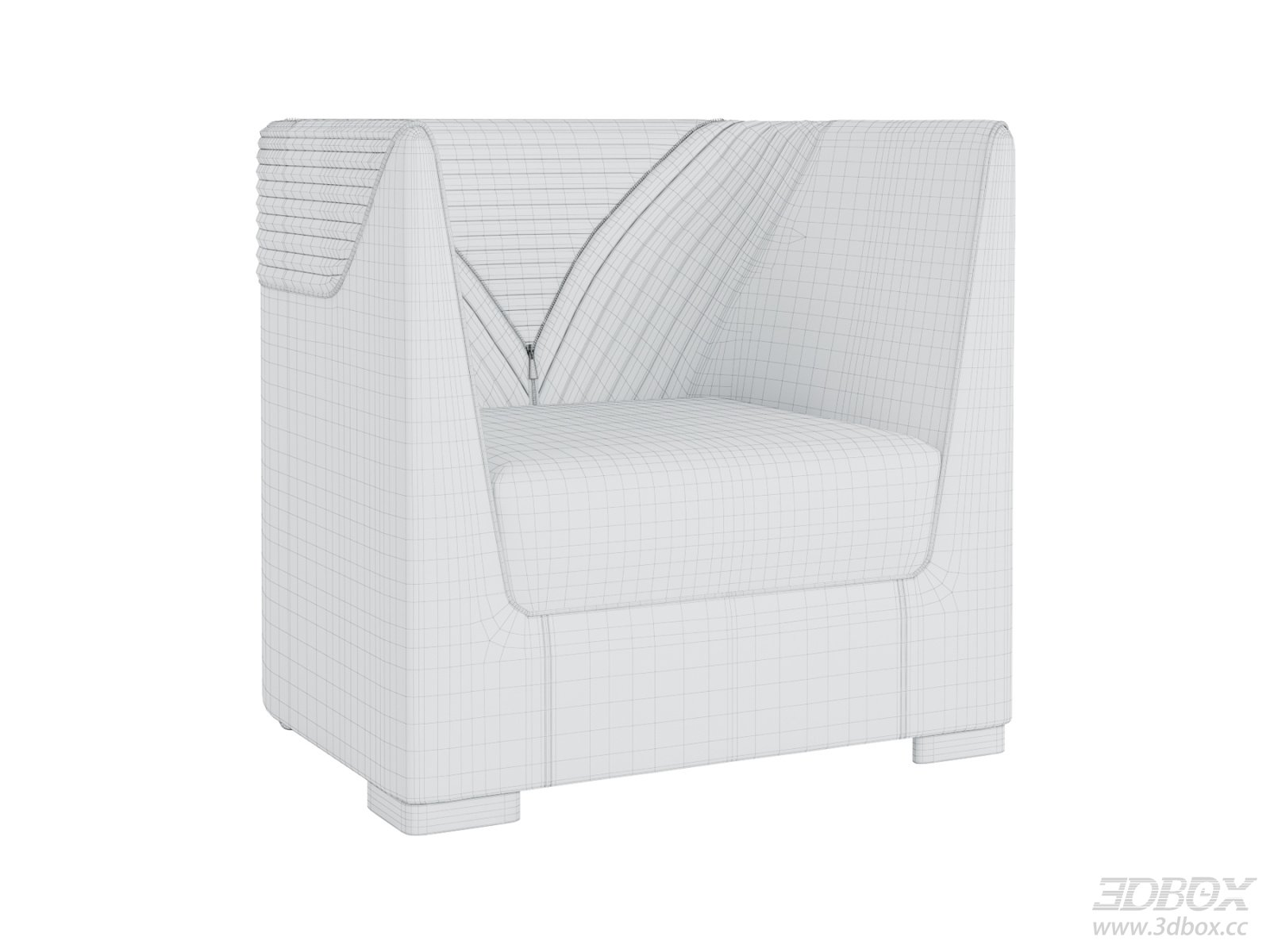 Modern Luxury Single Fabric Armchair 3D model - front view